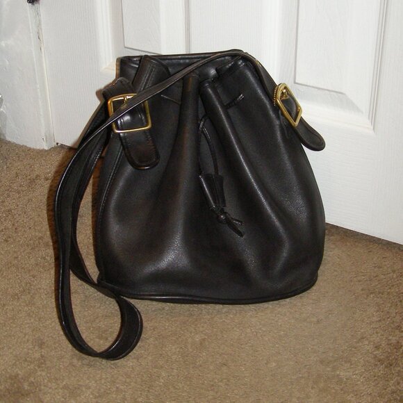 Vintage COACH black leather bucket bag Drawstring closure - Picture 11 of 12